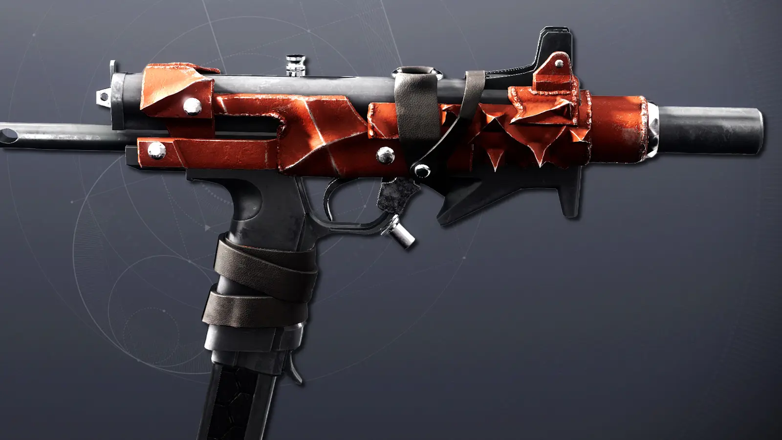 A side profile of the Noxious Vetiver SMG in Destiny 2.