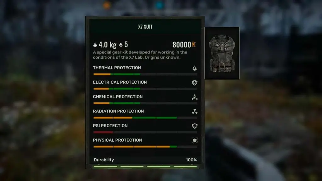 X7 Suit stats