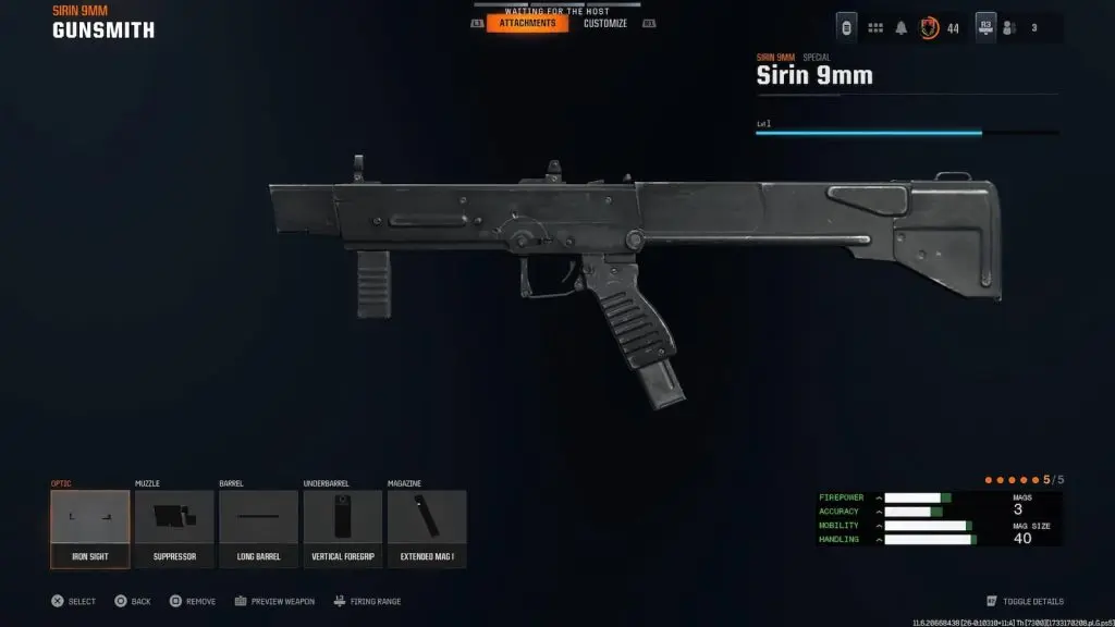 Screenshot of Sirin 9mm attachments for Warzone Ranked Play