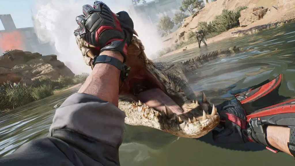 Delta Force player fighting crocodile