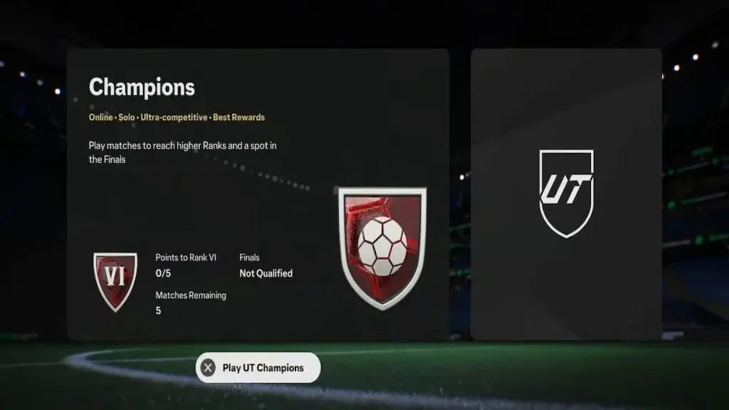 FUT Champions entry screen in EA FC 25