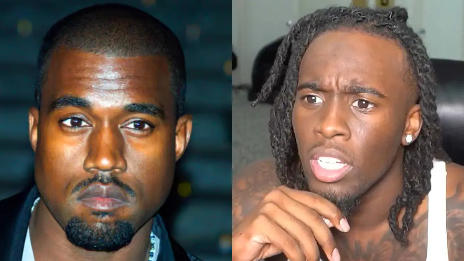 Kanye West and Kai Cenat side-by-side images.