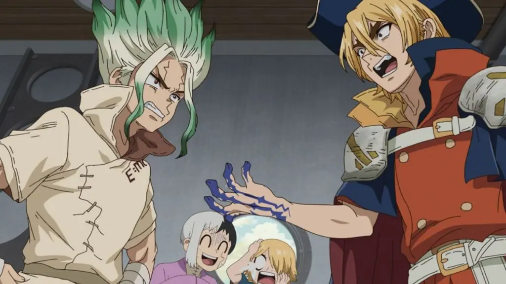 Senku argues with Ryusui in Dr. Stone Season 4 Episode 1