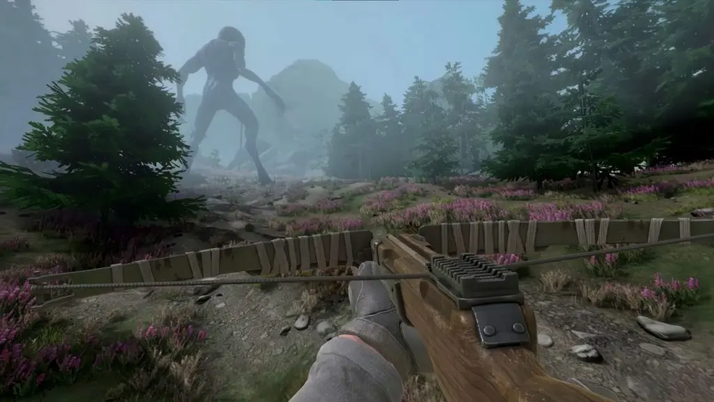 project mist player wielding crossbow with monster in the background