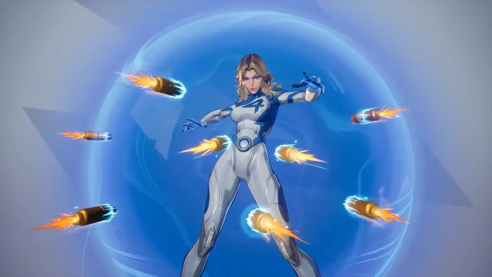 Invisible Woman from Marvel Rivals using a shield in her announcement trailer