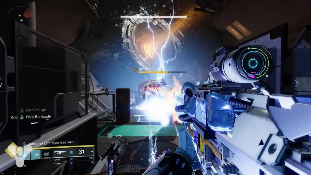 The Bolt Charge buff dealing damage in Destiny 2.