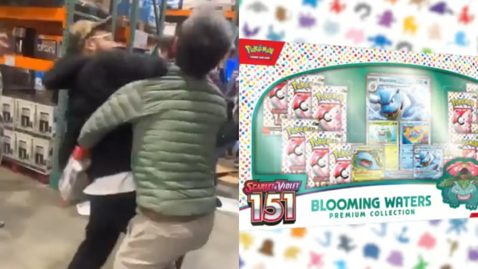 costco customer elbows man over pokemon cards