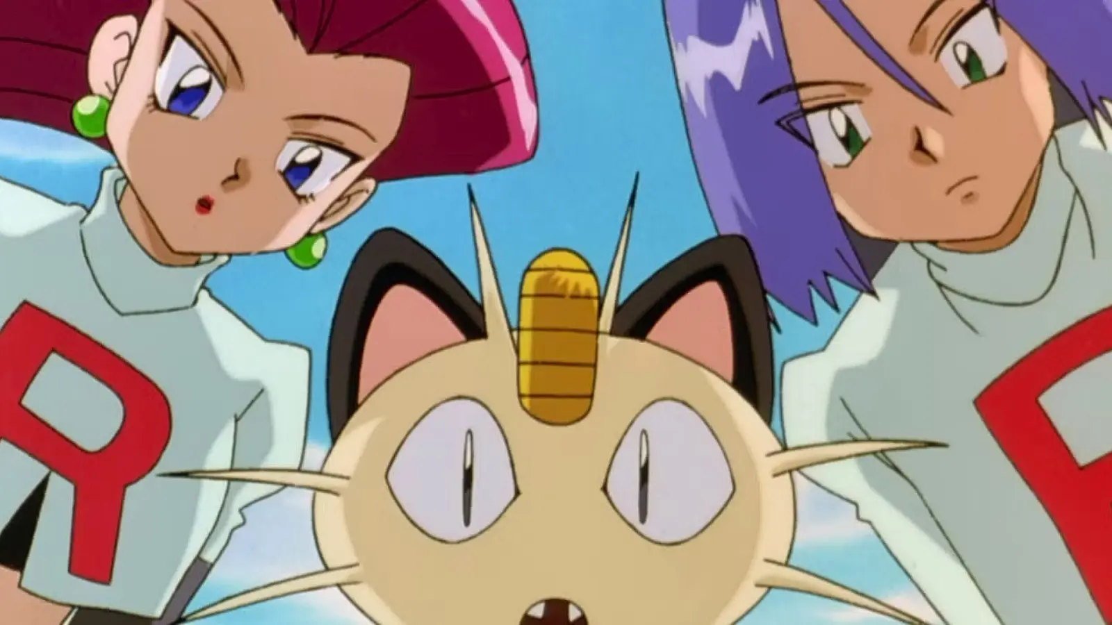 Team Rocket from Pokemon with shocked faces.