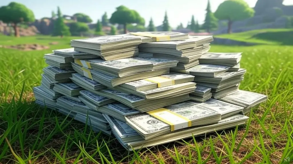 Pile of cash in Fortnite