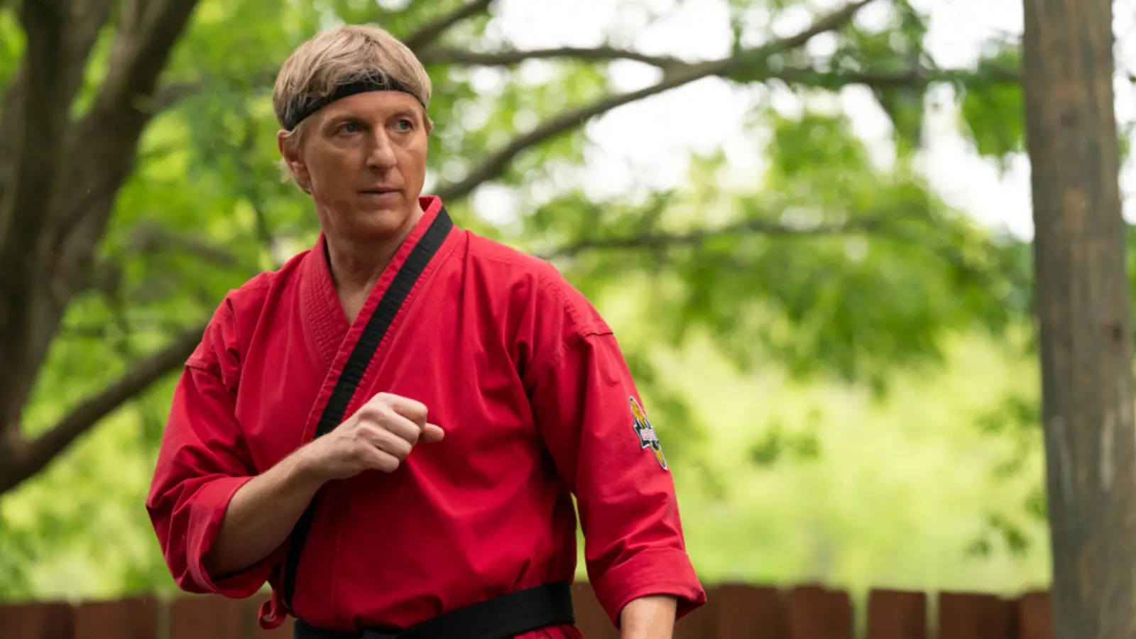 Johnny Lawrence in fighting stance for Cobra Kai.