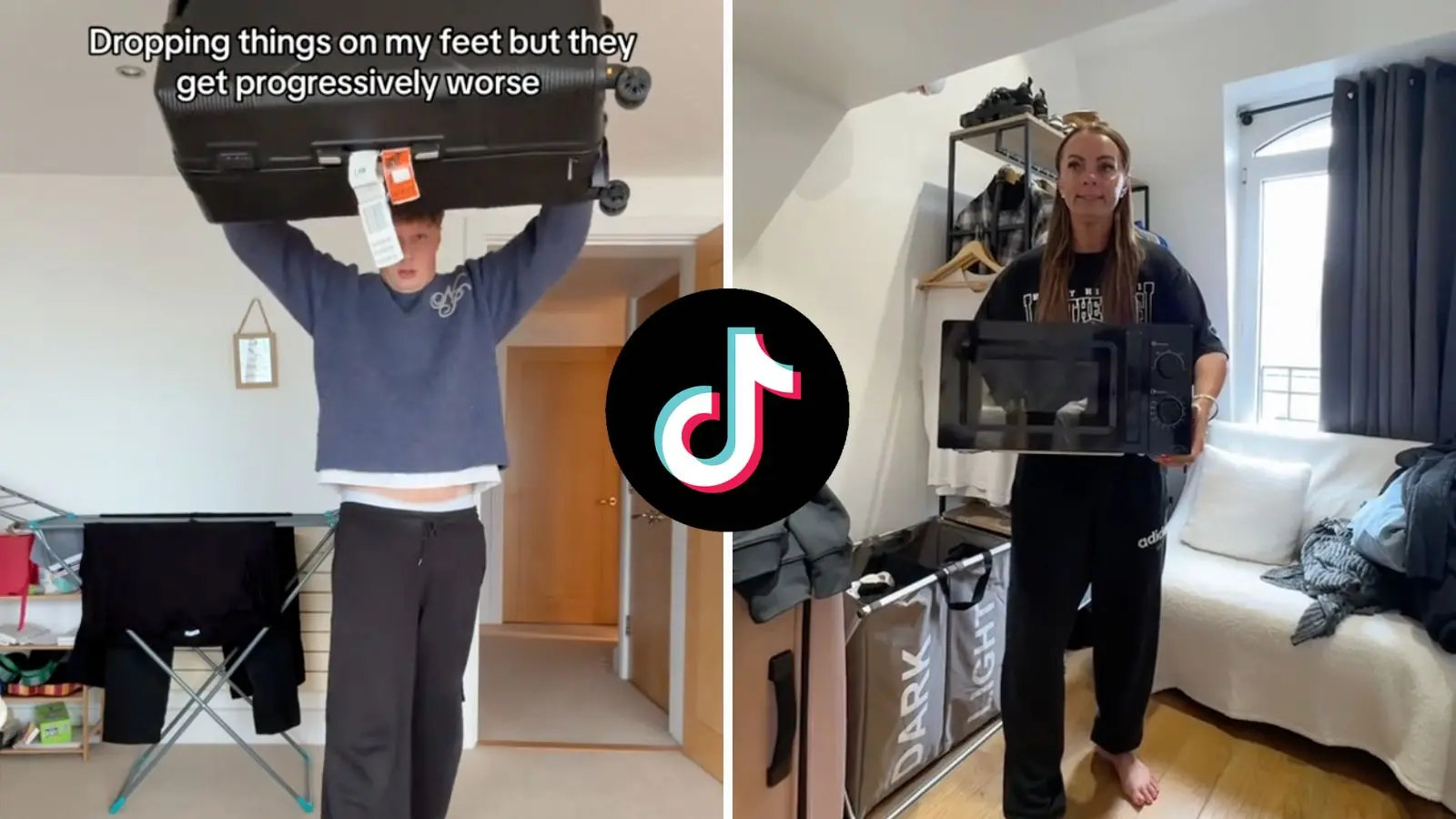 TikTokers dropping random objects on their feet