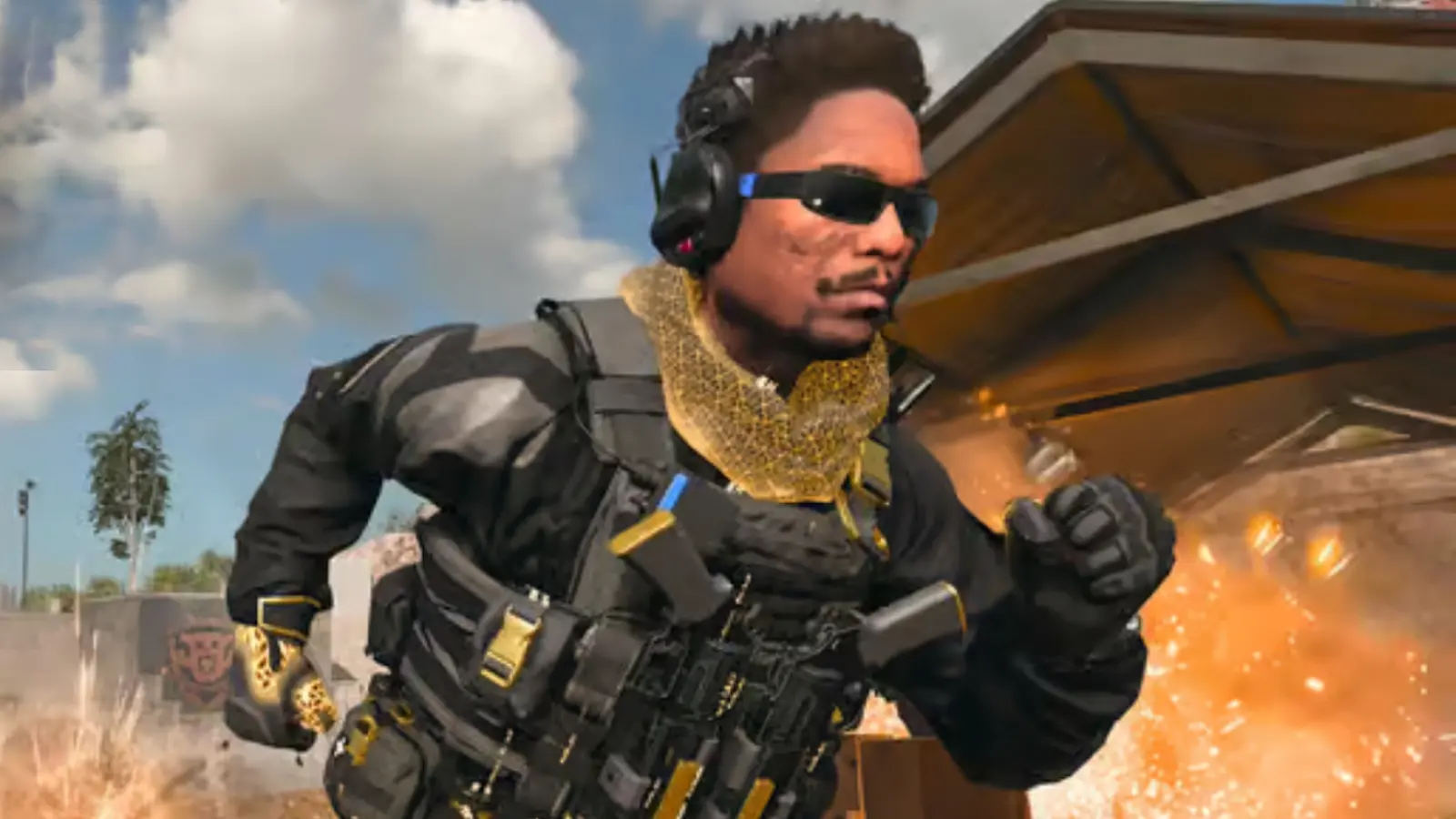 Call of Duty Warzone's Verdansk map and player running.