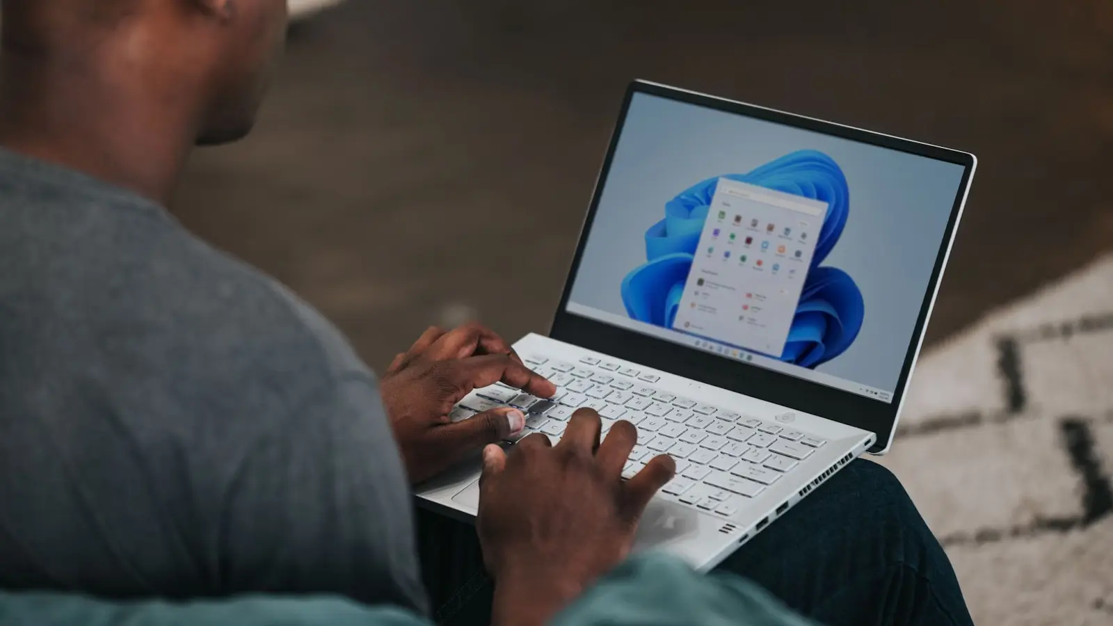 Man using windows laptop