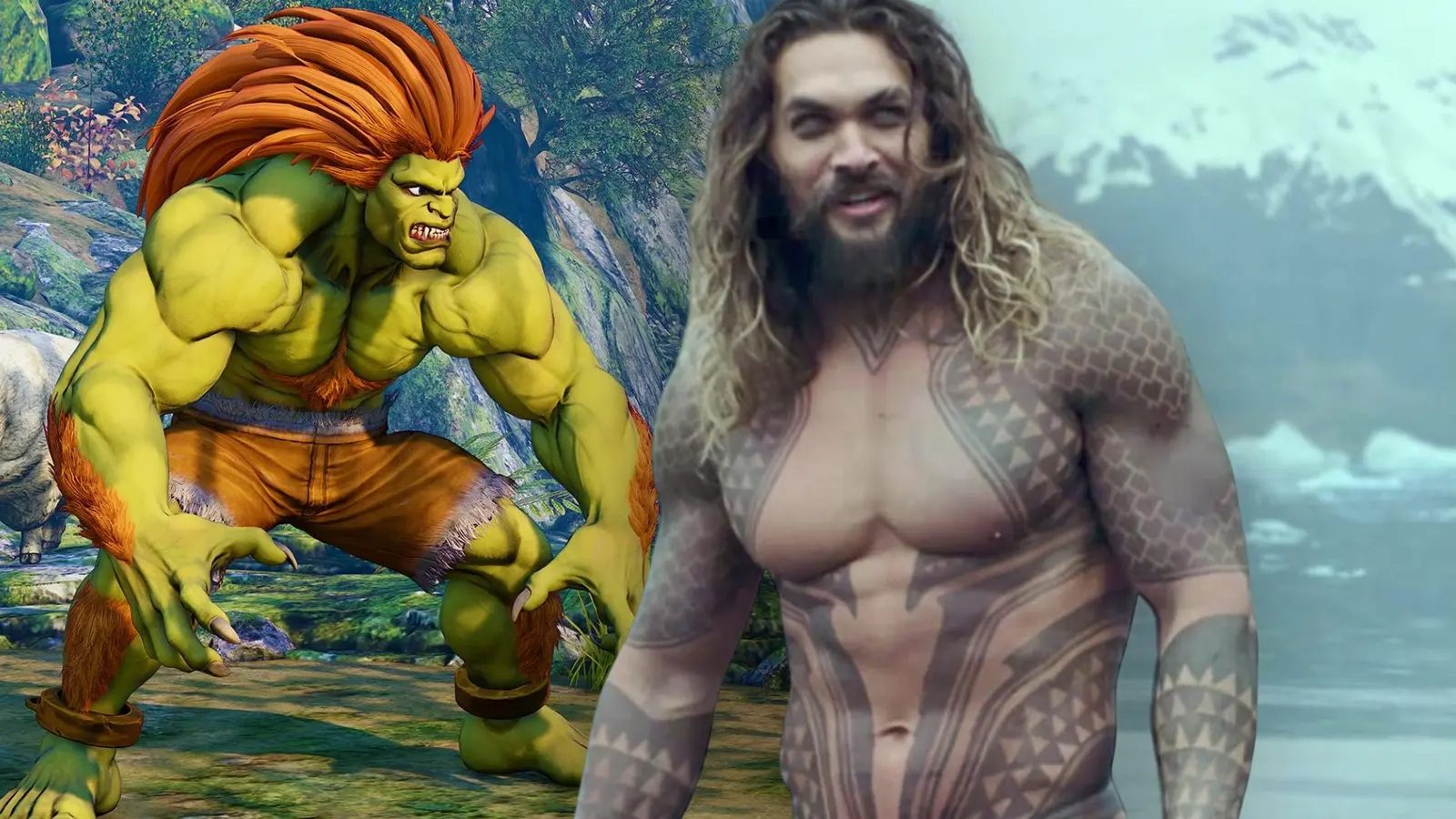 Blanka in Street Fighter and Jason Momoa in Aquaman