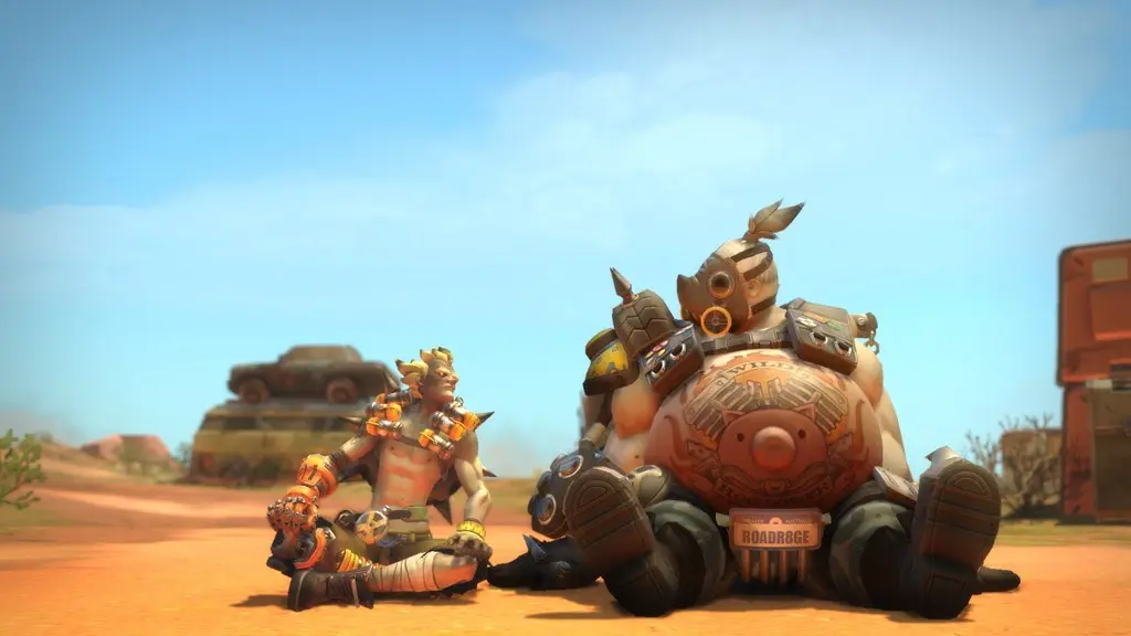 Roadhog and Junkrat sitting together